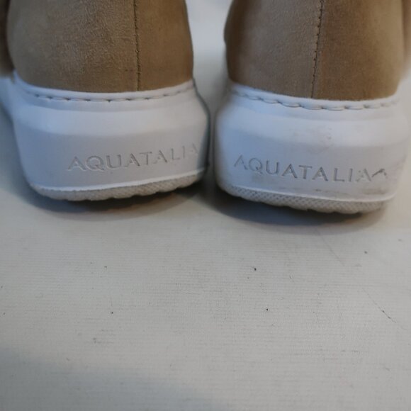 Womens Aquatalia Larisa Sand Suede Shearling Fur Ankle Zip Sneaker Booties 8.5 - Picture 6 of 16